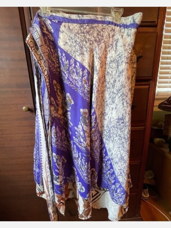Darn Good Yarn Dresses & Skirts - Recycled Sari Wrap Skirt - XL- Ankle length